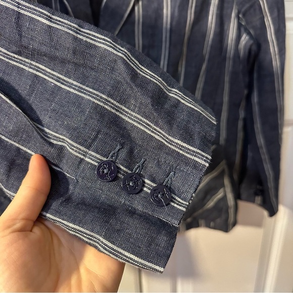 Cabi 100% linen nautical buttons striped women’s size 8 business casual blazer - Picture 4 of 11